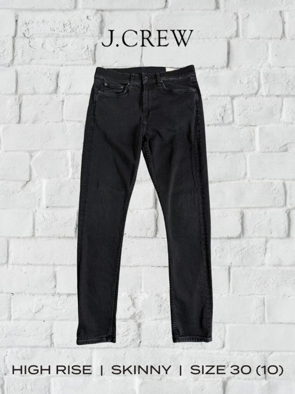 J.Crew Toothpick Black 10" High Rise Skinny Jeans Size 30 / 10 Like New - Picture 1 of 14